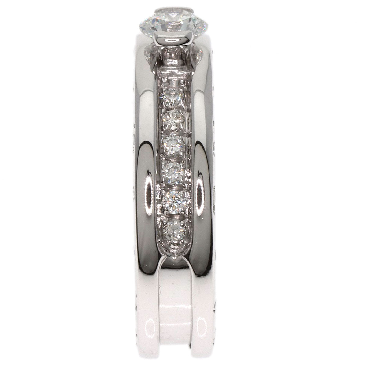 BVLGARI B-ero1 B-zero1 Solitaire Diamond#48 Ring K18 White Gold Ladies [Used]