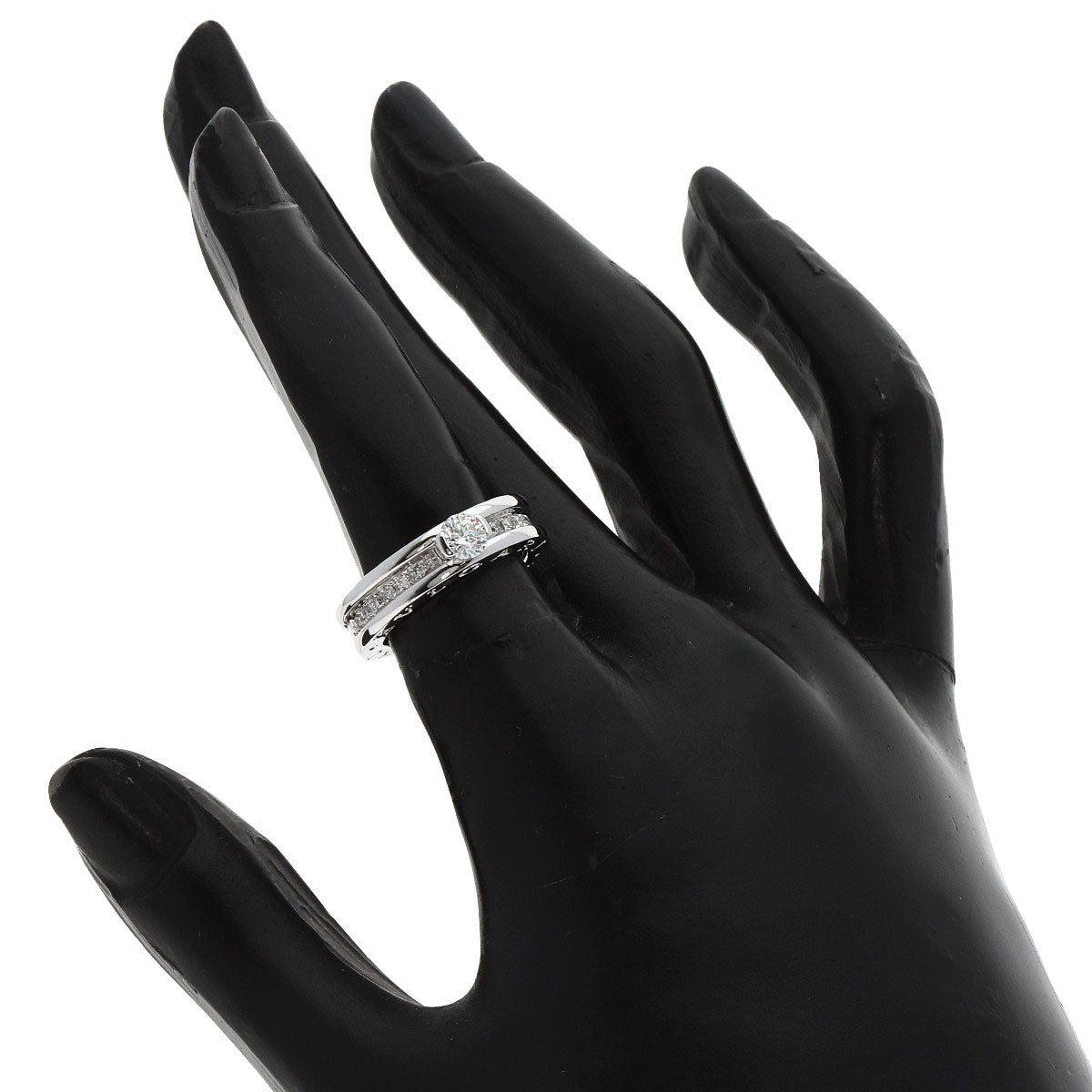 BVLGARI B-ero1 B-zero1 Solitaire Diamond#48 Ring K18 White Gold Ladies [Used]