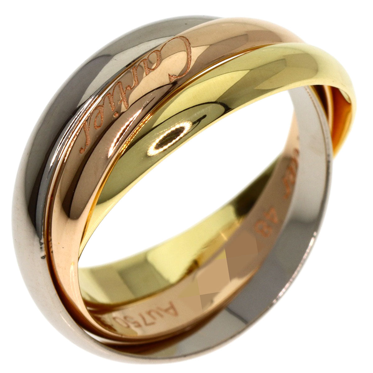 CARTIER Trinity SM #48 current model Ring K18 Yellow Gold 18K Pink GoldLadies [Used]