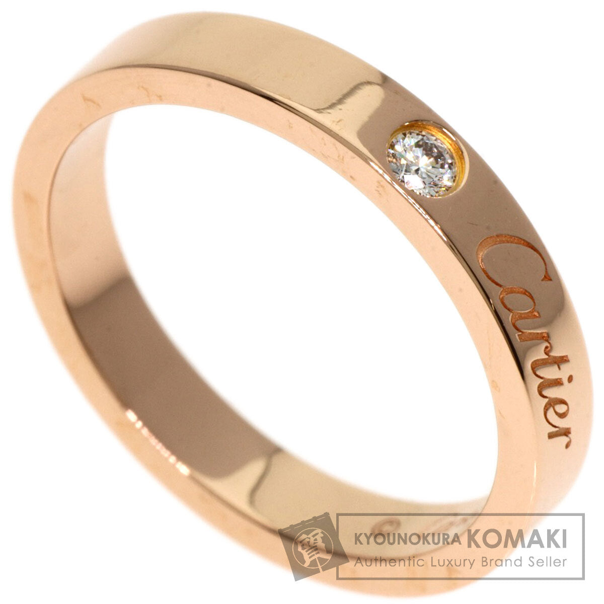 CARTIER Engraved 1P Diamond #50 Ring K18 Pink Gold Ladies [Used]