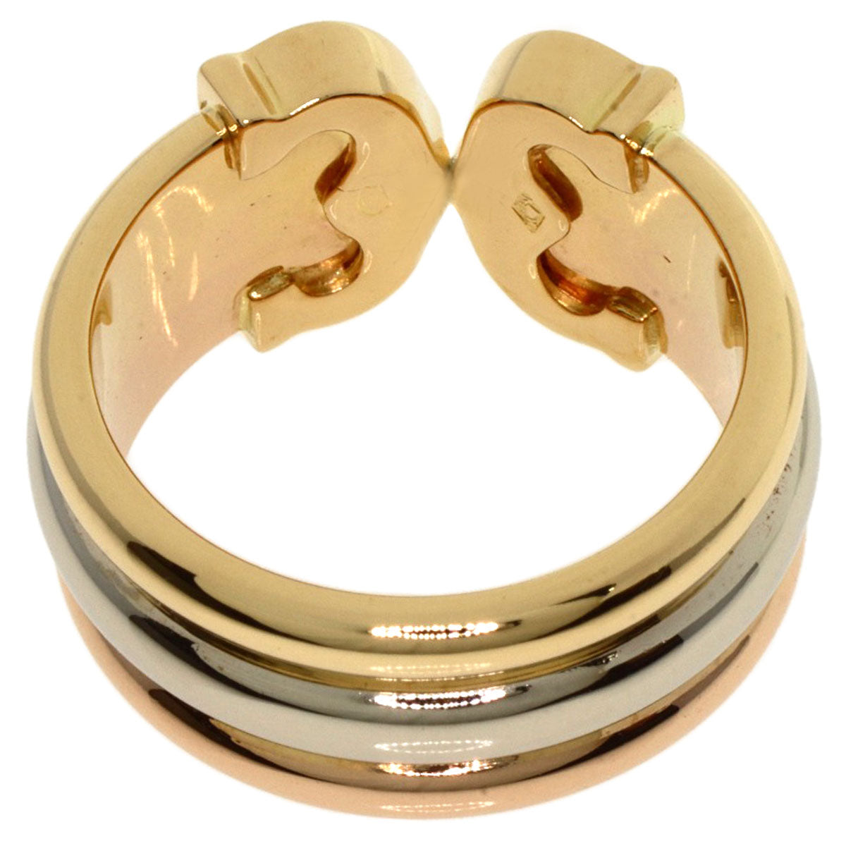 CARTIER 2C Ring LM #50 Ring K18 Yellow Gold K18 White GoldLadies [Used]