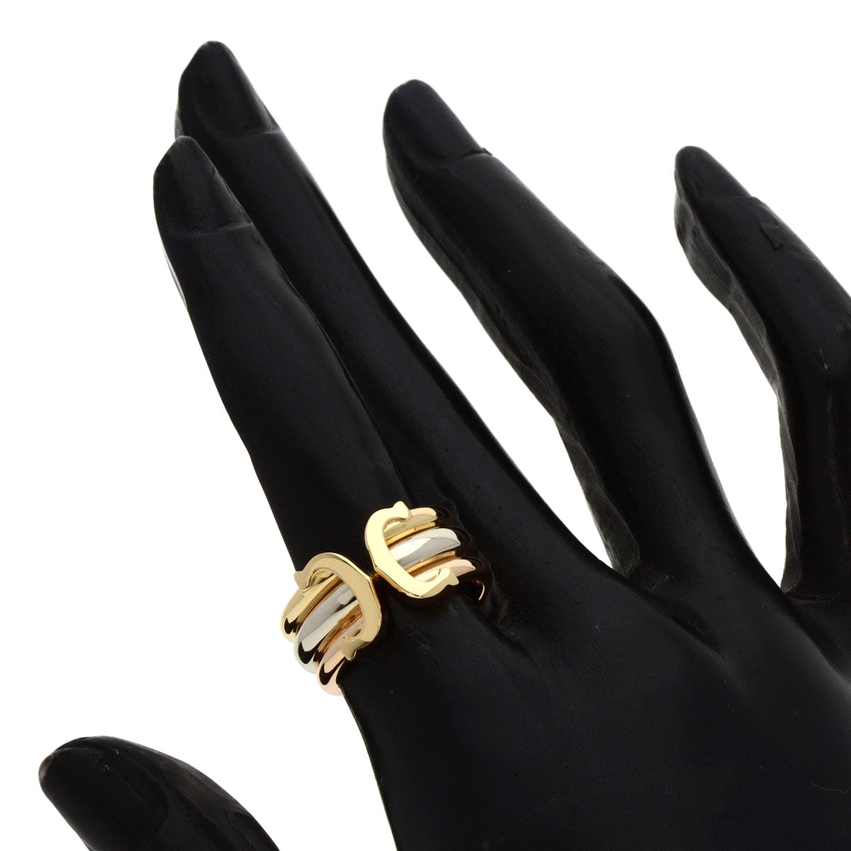 CARTIER 2C Ring LM #50 Ring K18 Yellow Gold K18 White GoldLadies [Used]