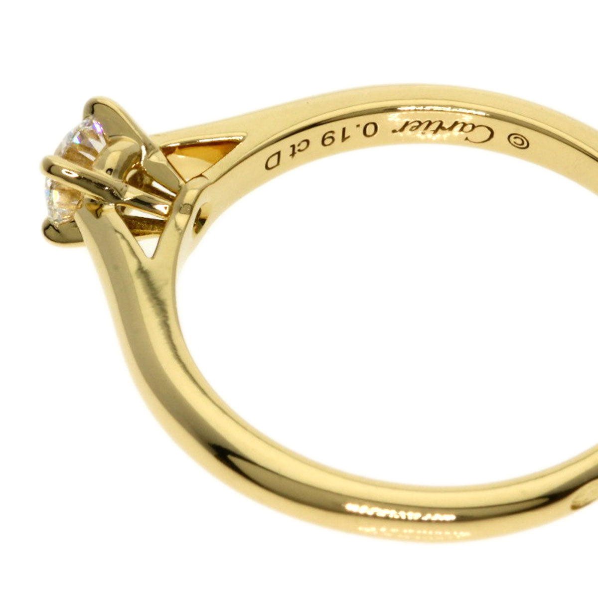 CARTIER Solitaire Diamond # 49 Ring K18 Yellow Gold Ladies [Used]