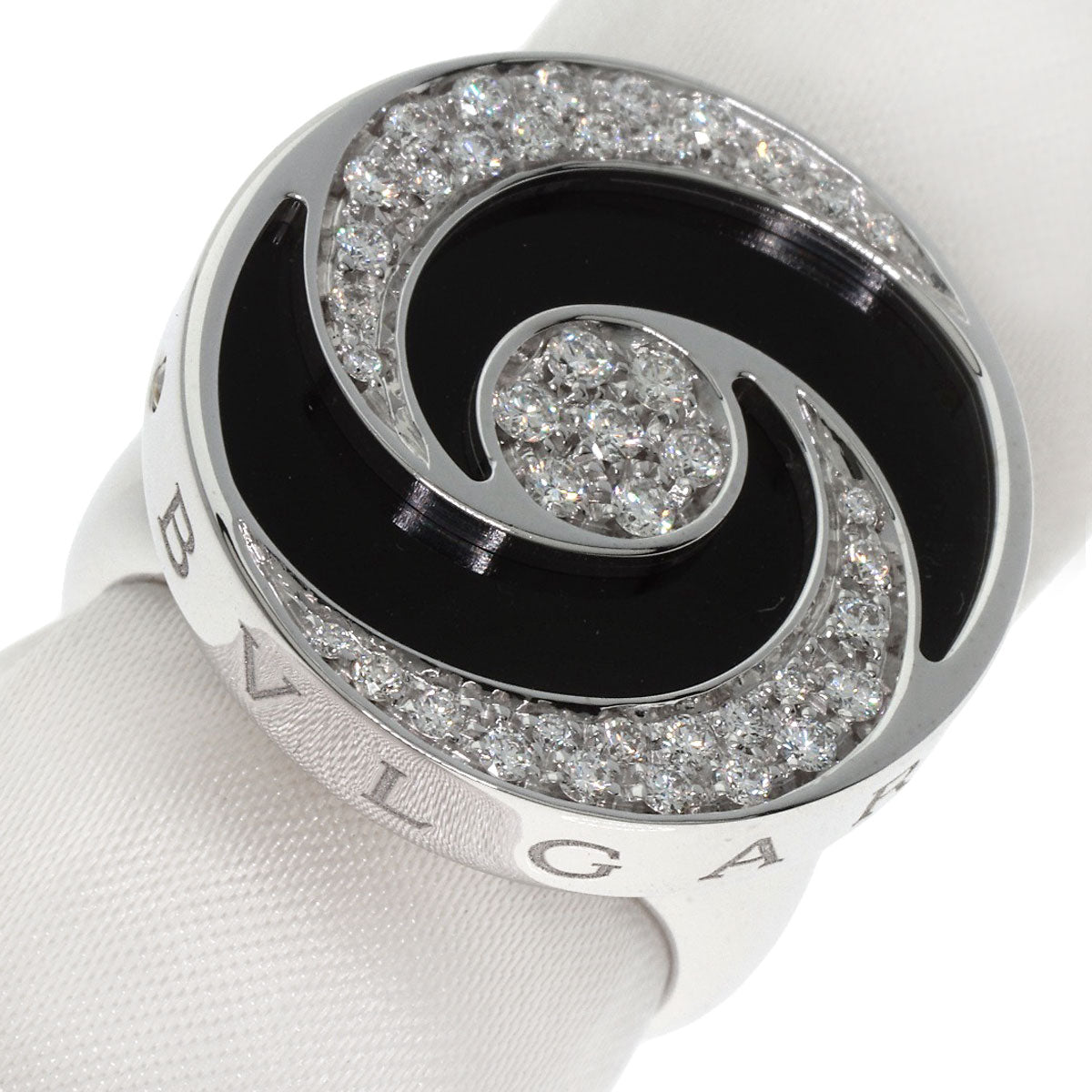 BVLGARI Allegra Optical Onyx Diamond Ring K18 White Gold Ladies [Used]
