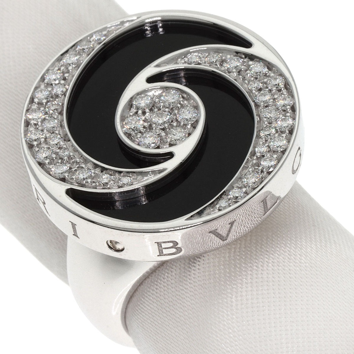BVLGARI Allegra Optical Onyx Diamond Ring K18 White Gold Ladies [Used]
