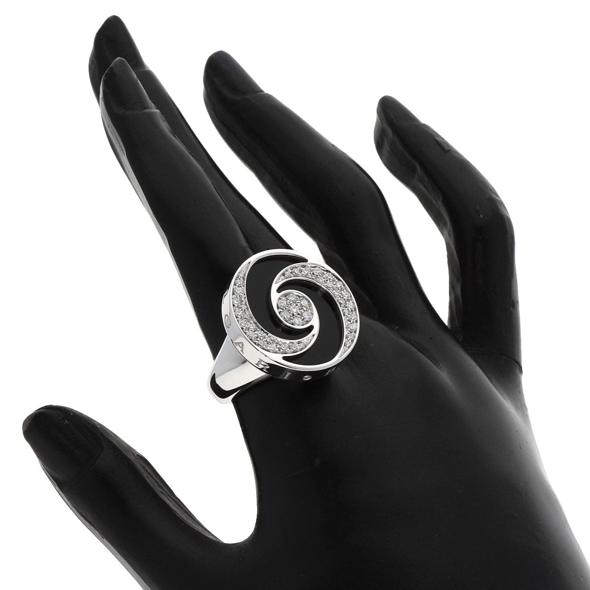 BVLGARI Allegra Optical Onyx Diamond Ring K18 White Gold Ladies [Used]