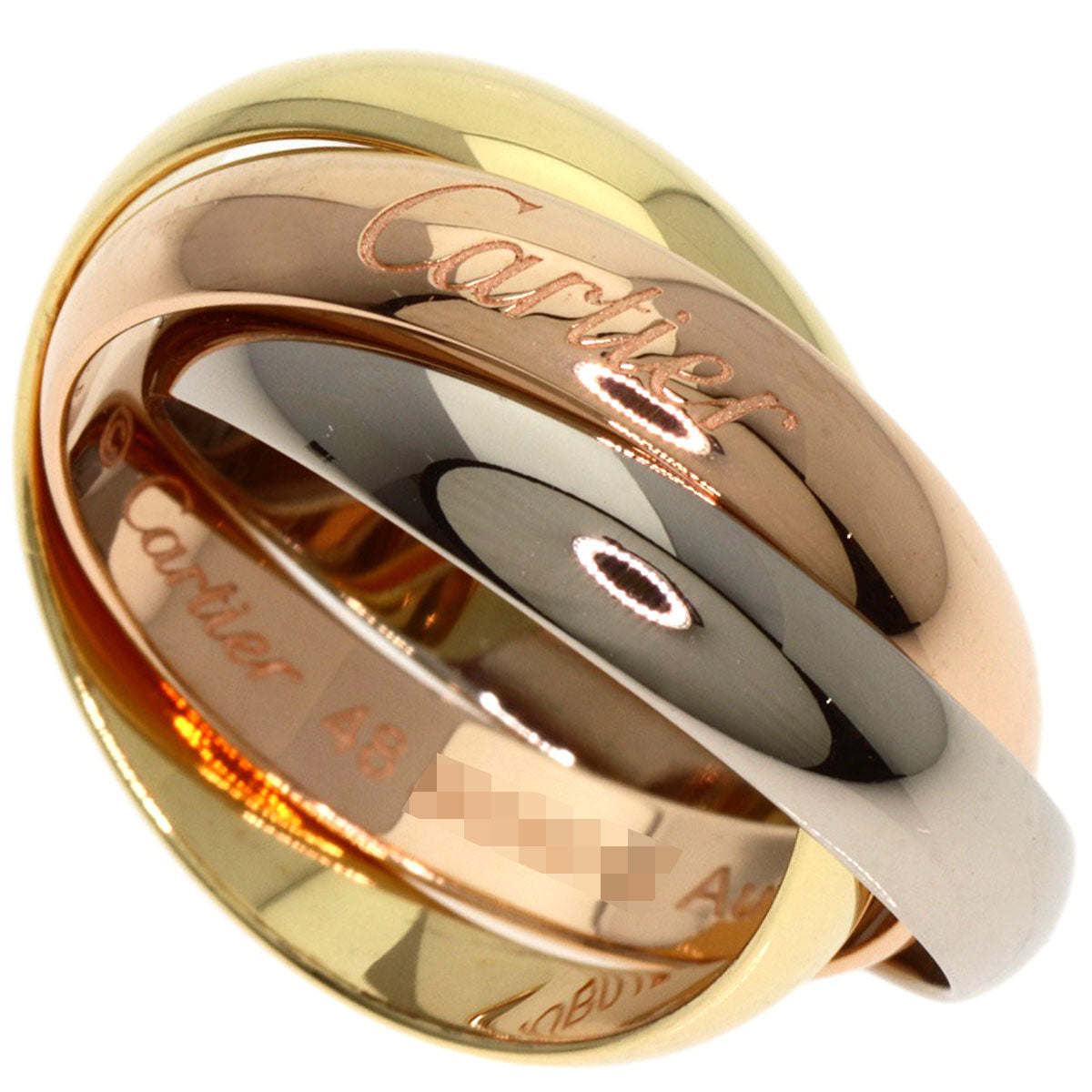 CARTIER Trinity MM #48 current model Ring K18 Yellow Gold K18 White GoldLadies [Used]