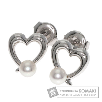 MIKIMOTO Heart motif Pearl Pearl earring K18 White Gold Ladies [Used]