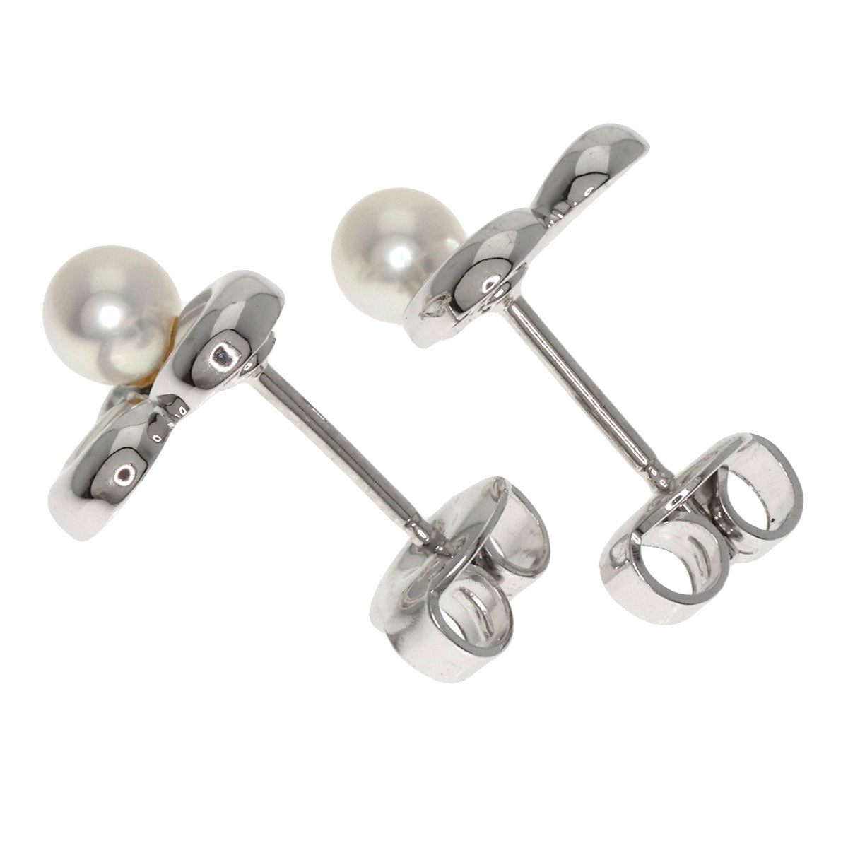 MIKIMOTO Heart motif Pearl Pearl earring K18 White Gold Ladies [Used]