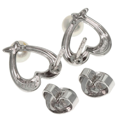 MIKIMOTO Heart motif Pearl Pearl earring K18 White Gold Ladies [Used]