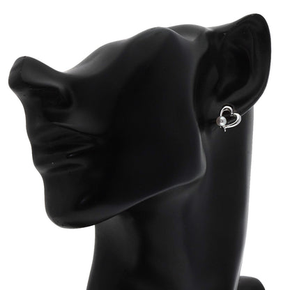 MIKIMOTO Heart motif Pearl Pearl earring K18 White Gold Ladies [Used]