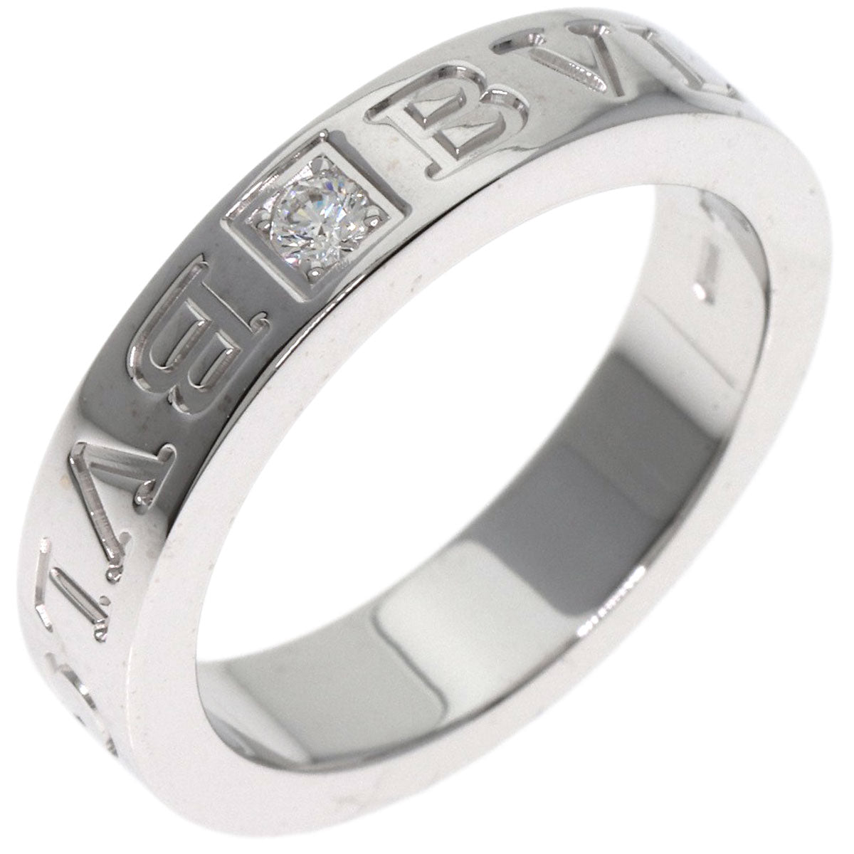 BVLGARI Double logo Diamond Ring K18 White Gold Ladies [Used]