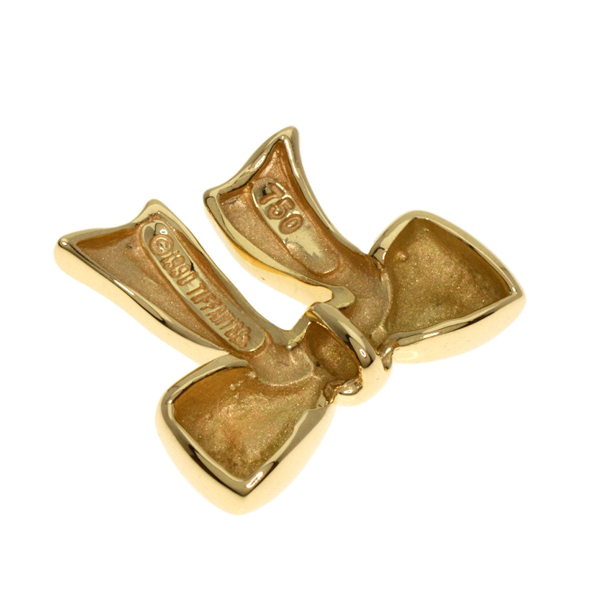 TIFFANY&Co.   ribbon Pendant top  K18 Yellow Gold Ladies [Used]