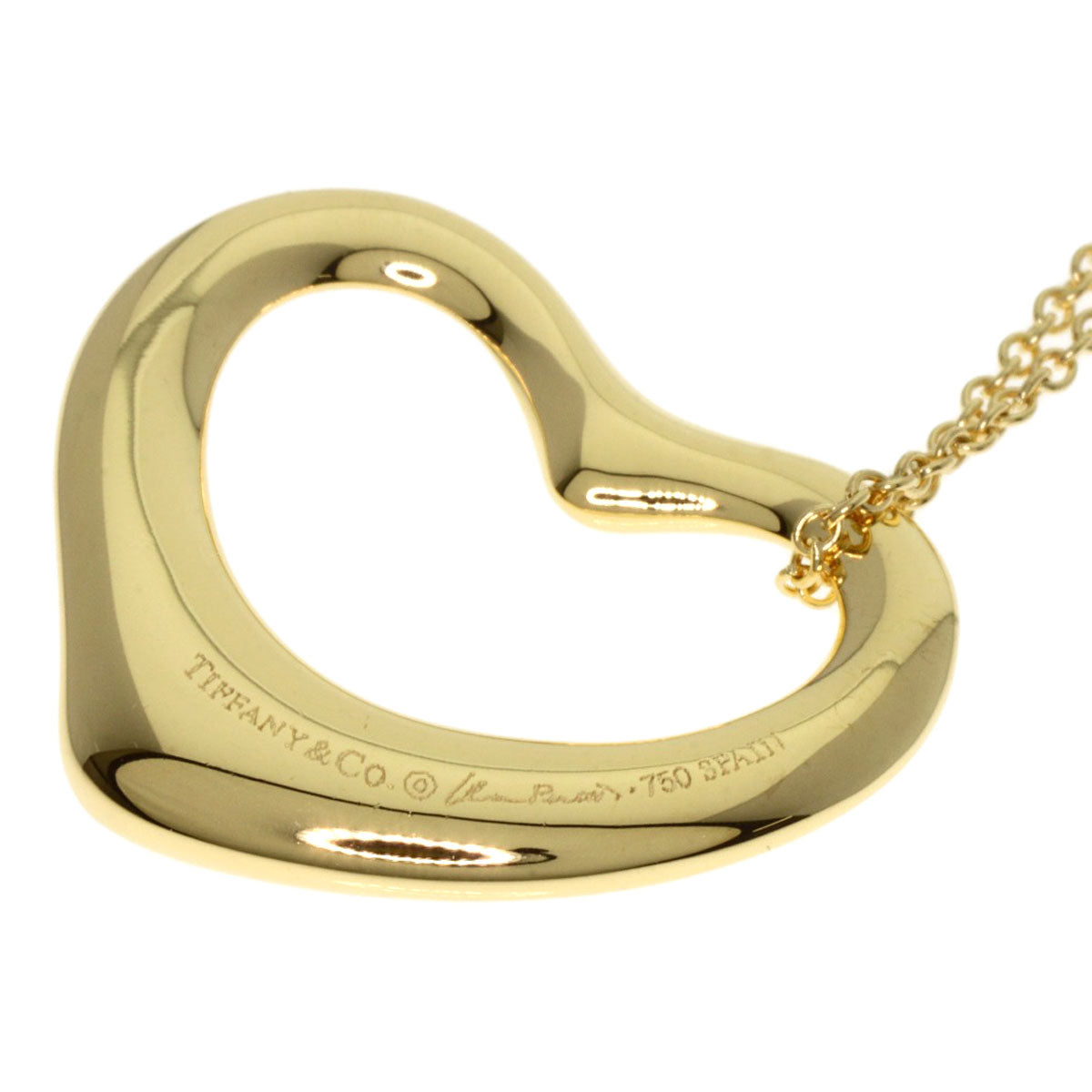 TIFFANY&Co. Open heart Necklace K18 Yellow Gold Ladies [Used]