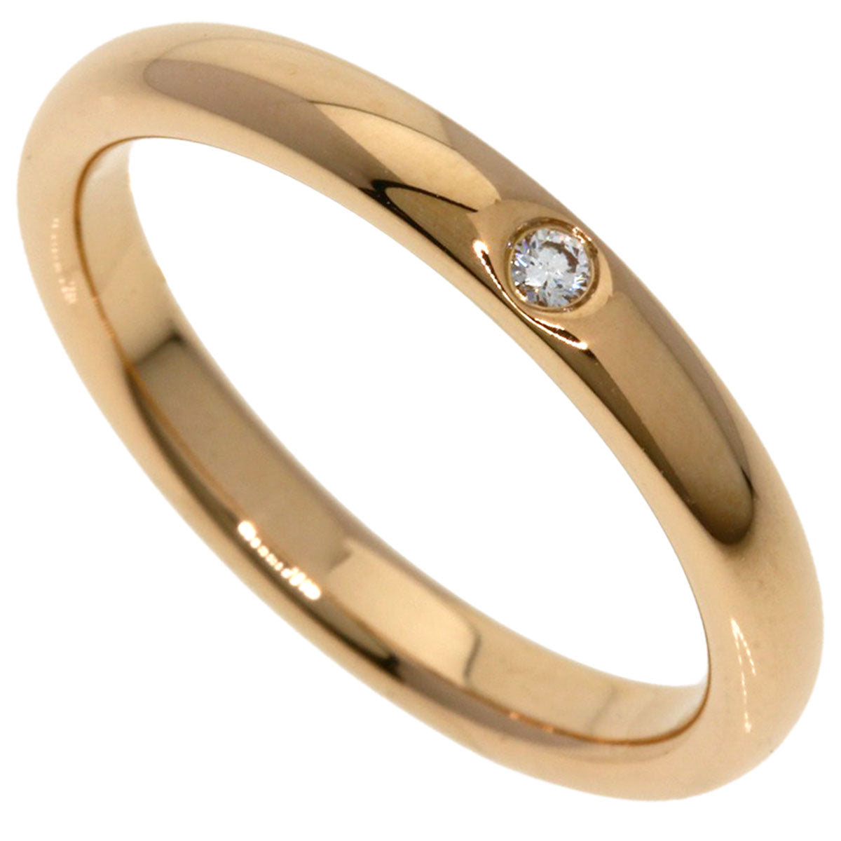 TIFFANY&Co. Stacking Band 1P Diamond Ring K18 Pink Gold Ladies [Used]