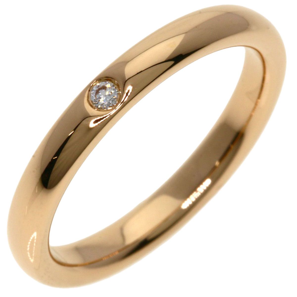 TIFFANY&Co. Stacking Band 1P Diamond Ring K18 Pink Gold Ladies [Used]