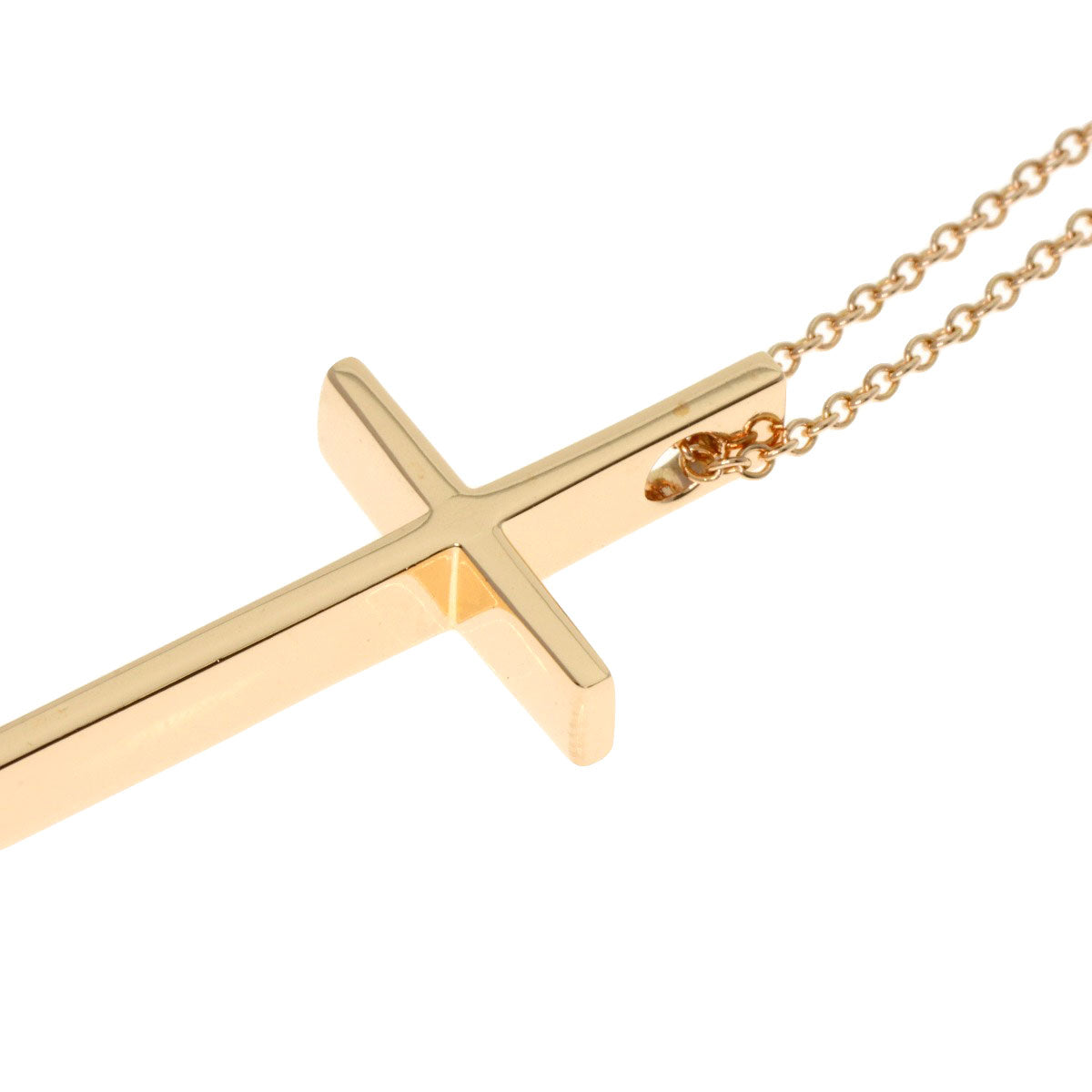 TIFFANY&Co. cross Necklace K18 Pink Gold Ladies [Used]
