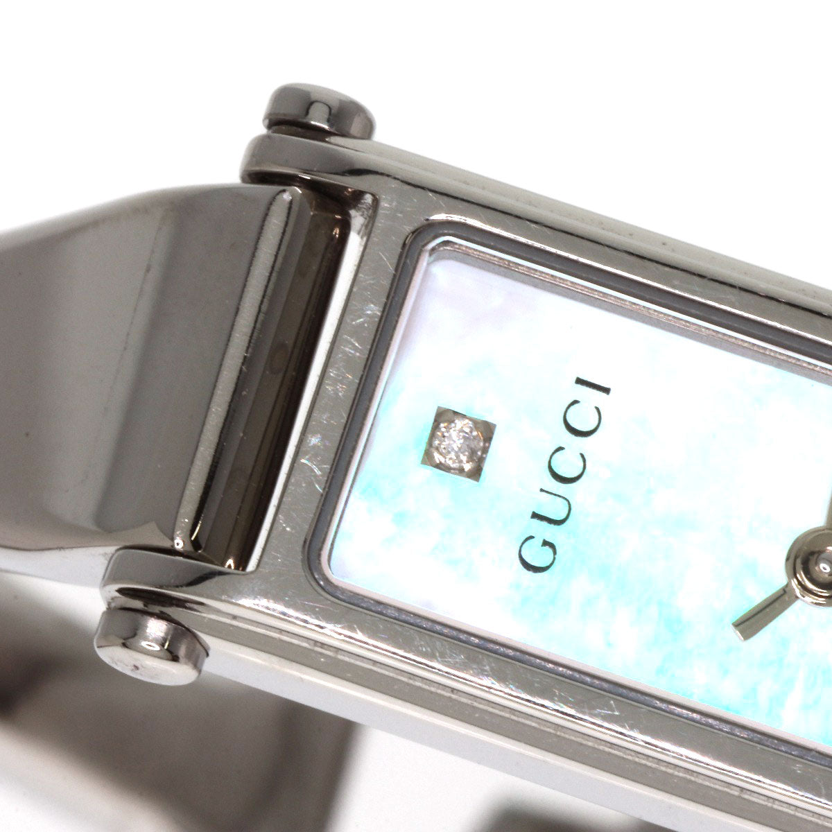 GUCCI Square Face Bangle 1P Diamond Watches 1500L Stainless Steel/Stainless Steel Ladies