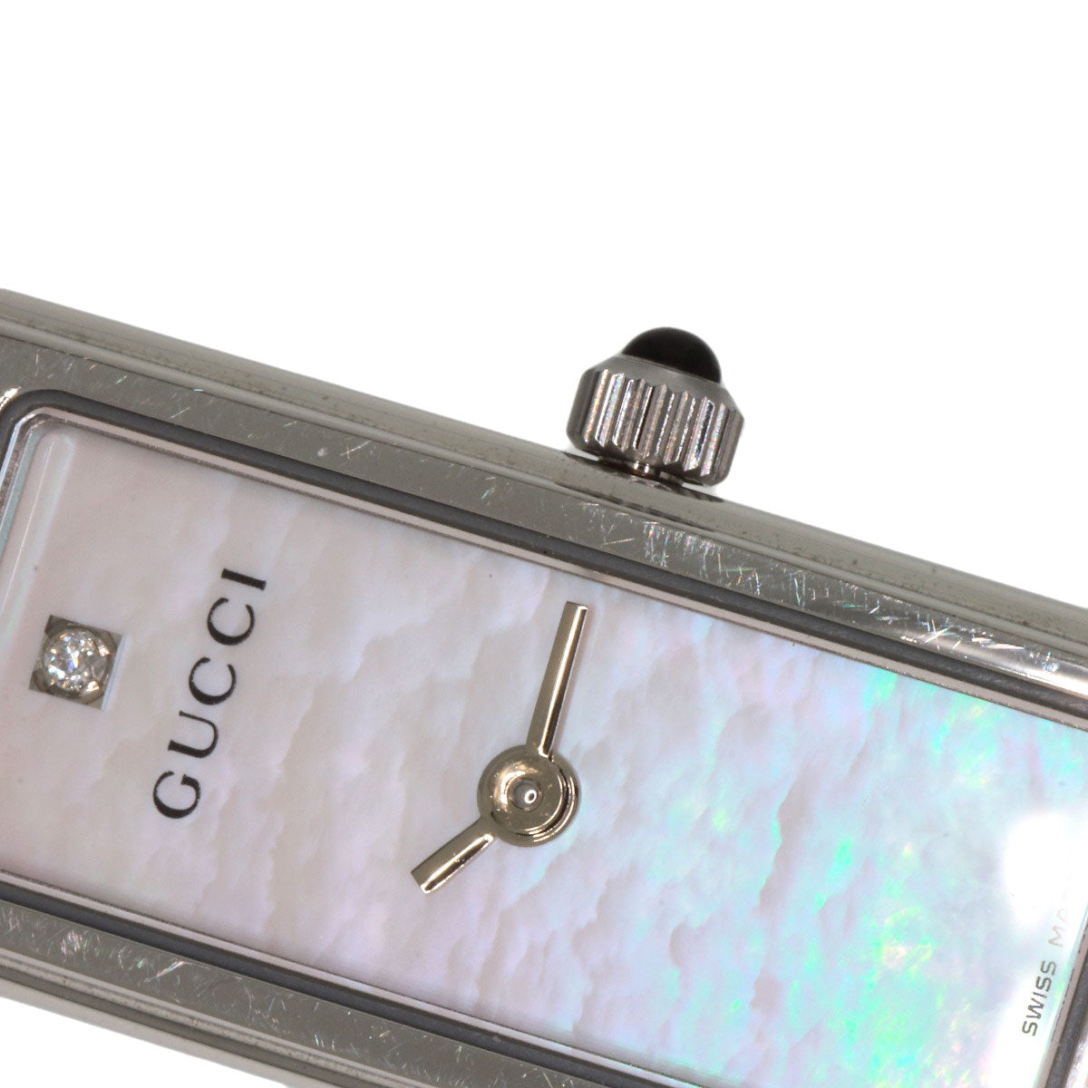 GUCCI Square Face Bangle 1P Diamond Watches 1500L Stainless Steel/Stainless Steel Ladies