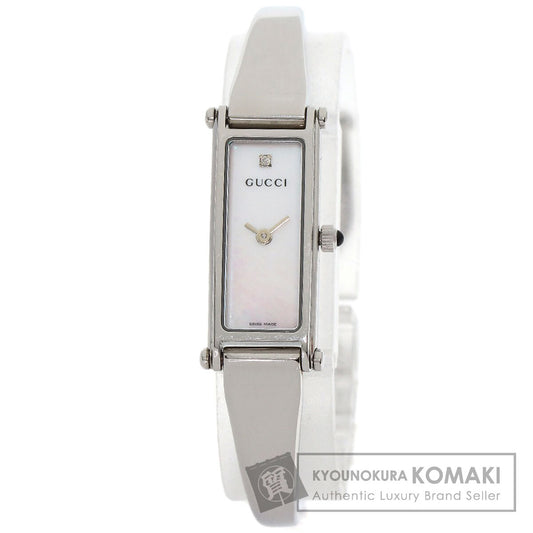 GUCCI Square Face Bangle 1P Diamond Watches 1500L Stainless Steel/Stainless Steel Ladies