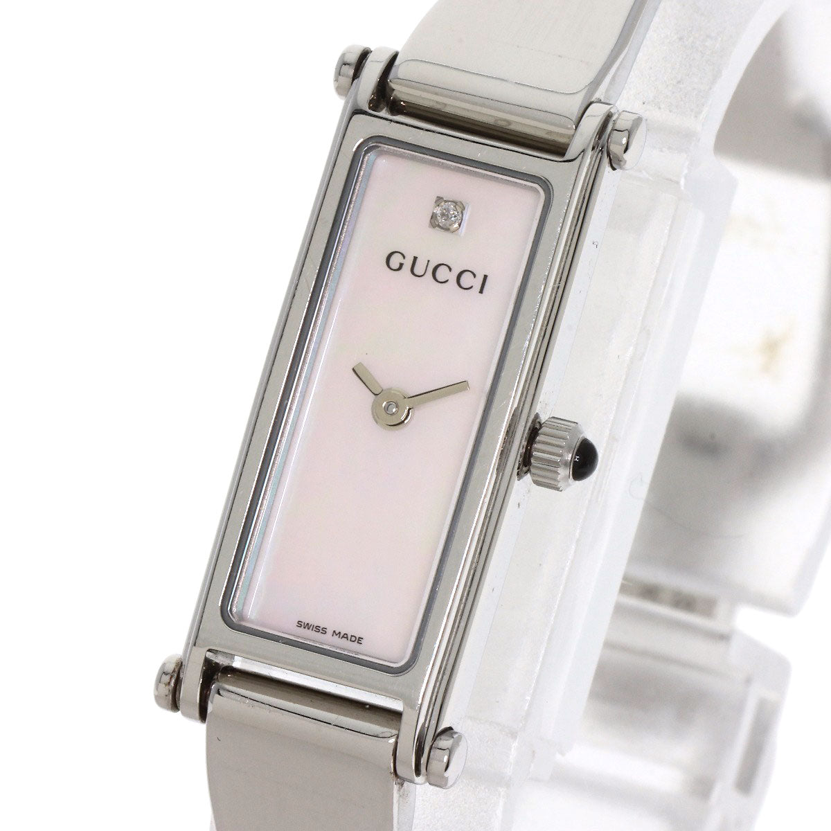 GUCCI Square Face Bangle 1P Diamond Watches 1500L Stainless Steel/Stainless Steel Ladies