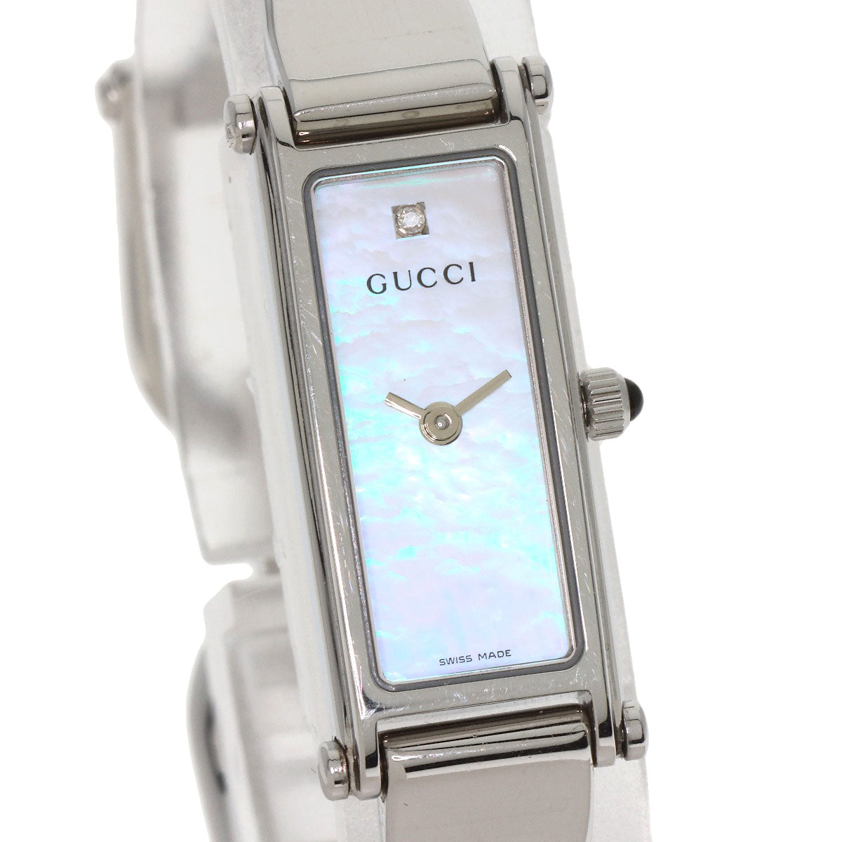 GUCCI Square Face Bangle 1P Diamond Watches 1500L Stainless Steel/Stainless Steel Ladies