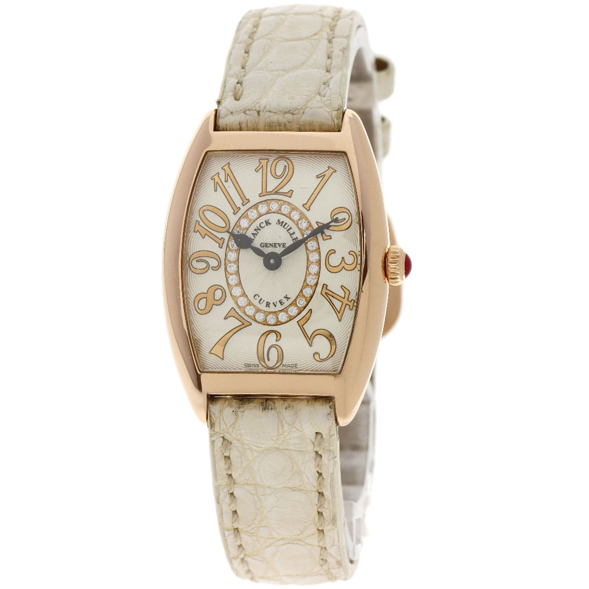 FRANCK MULLER TONNEAU CURVEX Relief Diamond Watches 1752QZRELCD1R K18 Pink Gold/Leather Ladies