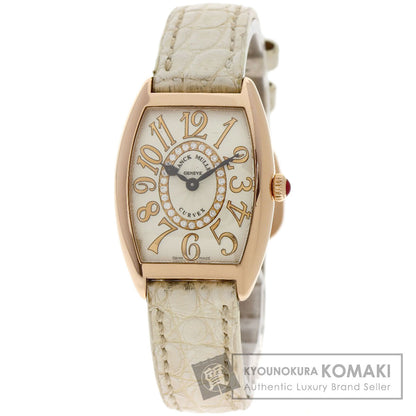 FRANCK MULLER TONNEAU CURVEX Relief Diamond Watches 1752QZRELCD1R K18 Pink Gold/Leather Ladies