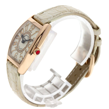 FRANCK MULLER TONNEAU CURVEX Relief Diamond Watches 1752QZRELCD1R K18 Pink Gold/Leather Ladies