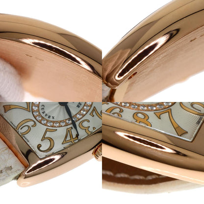 FRANCK MULLER TONNEAU CURVEX Relief Diamond Watches 1752QZRELCD1R K18 Pink Gold/Leather Ladies