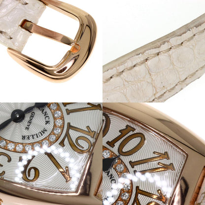 FRANCK MULLER TONNEAU CURVEX Relief Diamond Watches 1752QZRELCD1R K18 Pink Gold/Leather Ladies