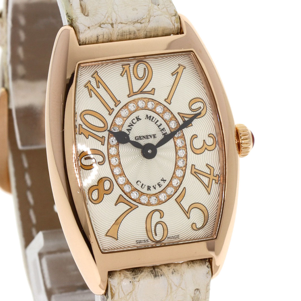 FRANCK MULLER TONNEAU CURVEX Relief Diamond Watches 1752QZRELCD1R K18 Pink Gold/Leather Ladies