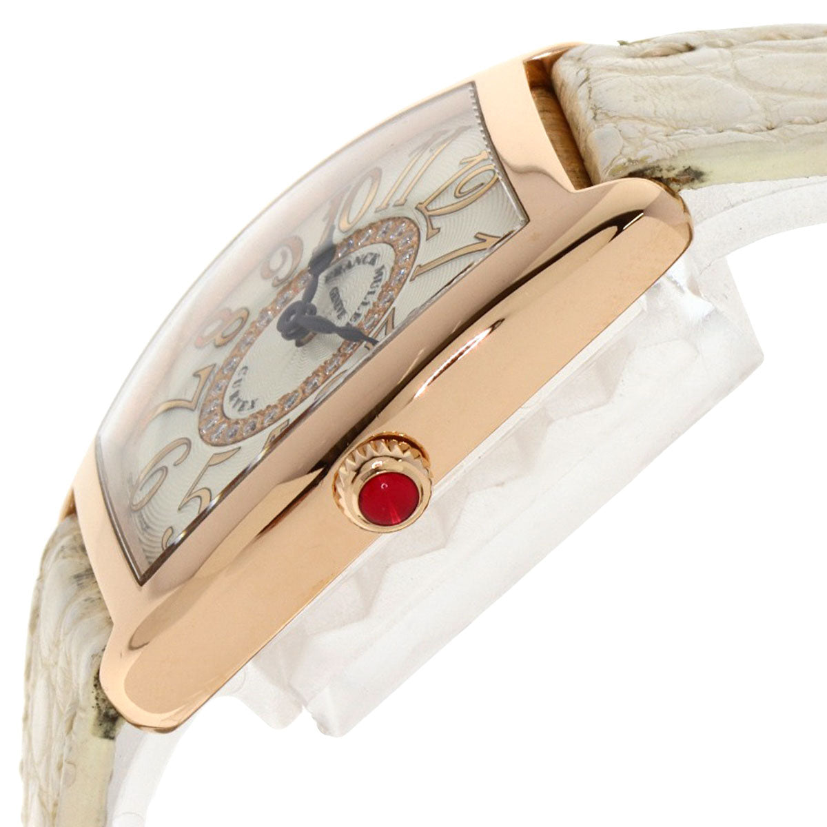 FRANCK MULLER TONNEAU CURVEX Relief Diamond Watches 1752QZRELCD1R K18 Pink Gold/Leather Ladies