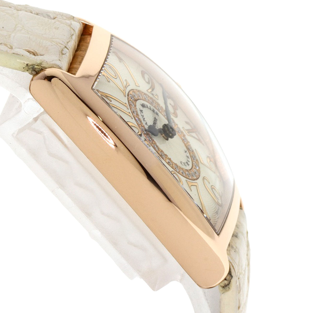 FRANCK MULLER TONNEAU CURVEX Relief Diamond Watches 1752QZRELCD1R K18 Pink Gold/Leather Ladies