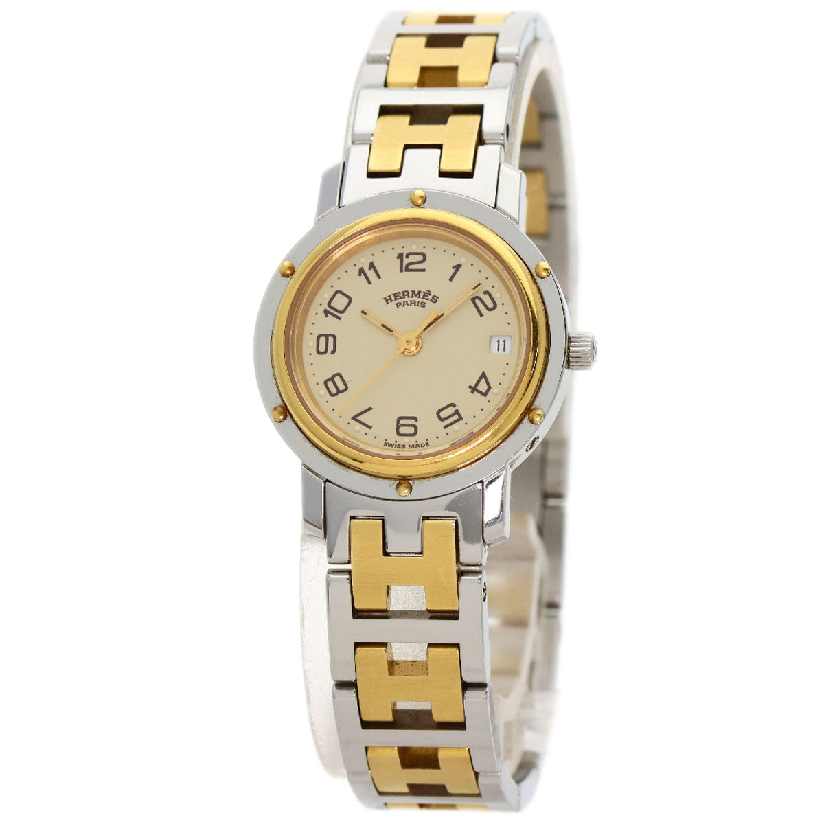 HERMES Clipper Old Belt Watches CL4.220 Stainless Steel/Two-Tone  Ladies