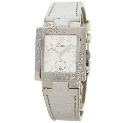 CHRISTIAN DIOR Riva Sparkling Chronograph Watches D81-101 Stainless Steel/Leather Ladies