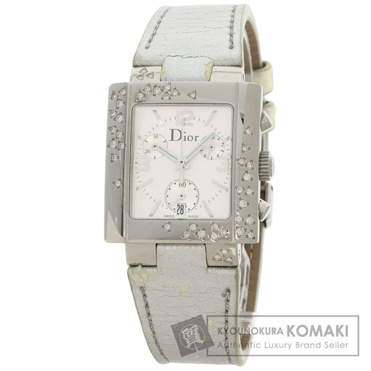 CHRISTIAN DIOR Riva Sparkling Chronograph Watches D81-101 Stainless Steel/Leather Ladies