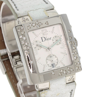 CHRISTIAN DIOR Riva Sparkling Chronograph Watches D81-101 Stainless Steel/Leather Ladies