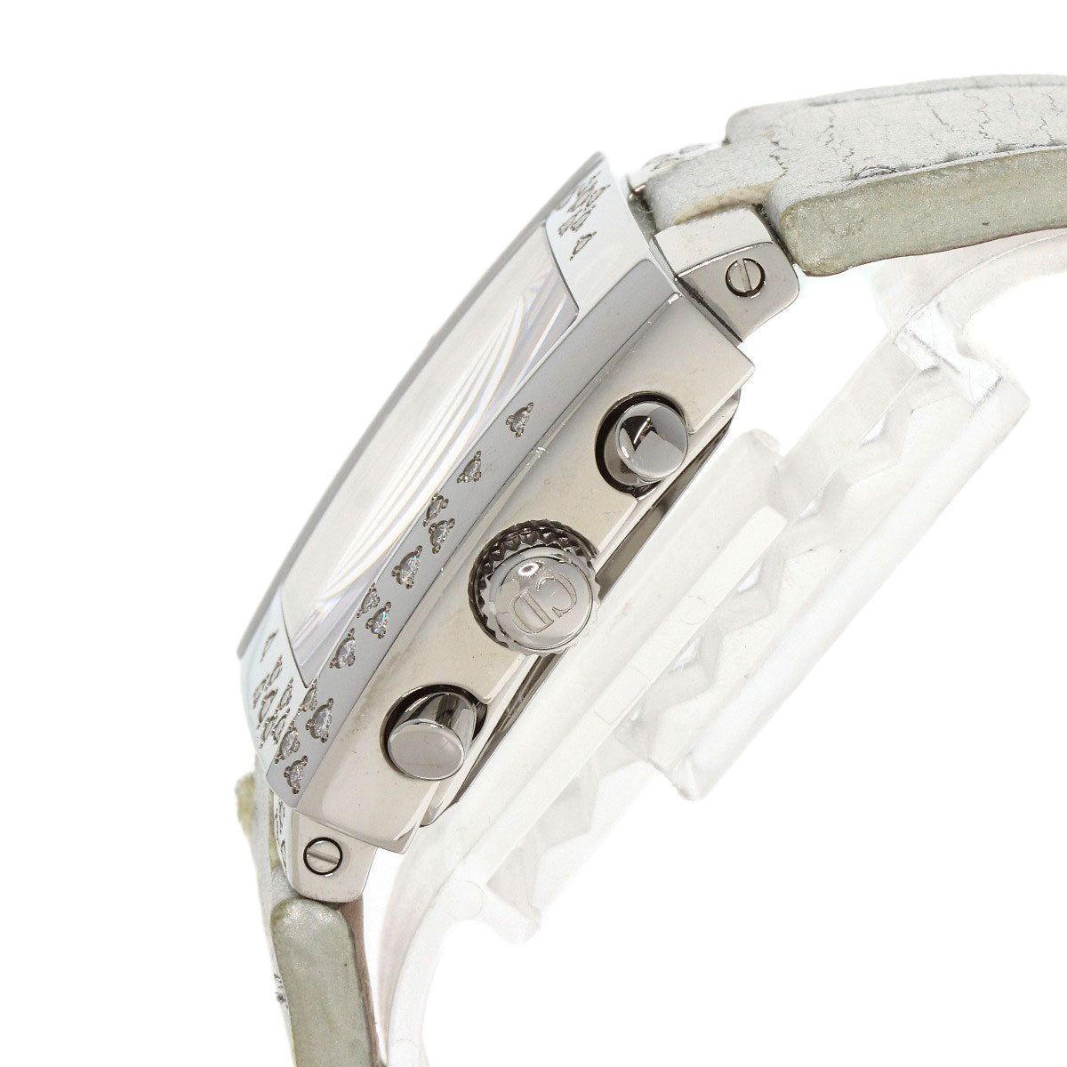CHRISTIAN DIOR Riva Sparkling Chronograph Watches D81-101 Stainless Steel/Leather Ladies