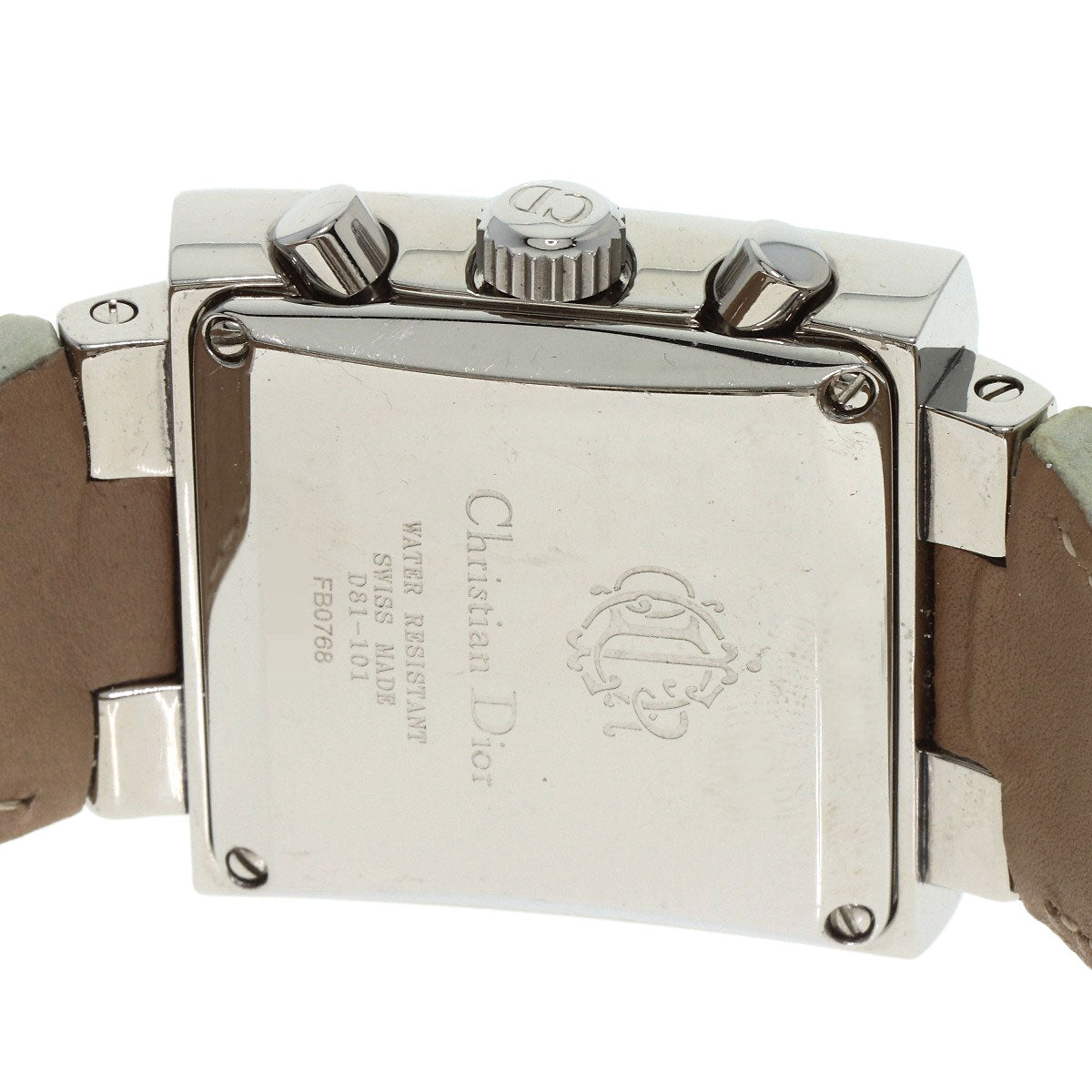 CHRISTIAN DIOR Riva Sparkling Chronograph Watches D81-101 Stainless Steel/Leather Ladies