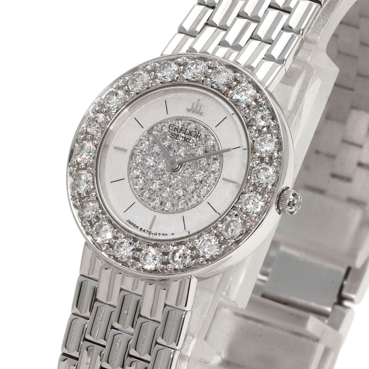 SEIKO CREDOR Bezel Dial Diamond Watches GTWE005 5A70-0380 K18 White Gold/K18 White Gold Ladies