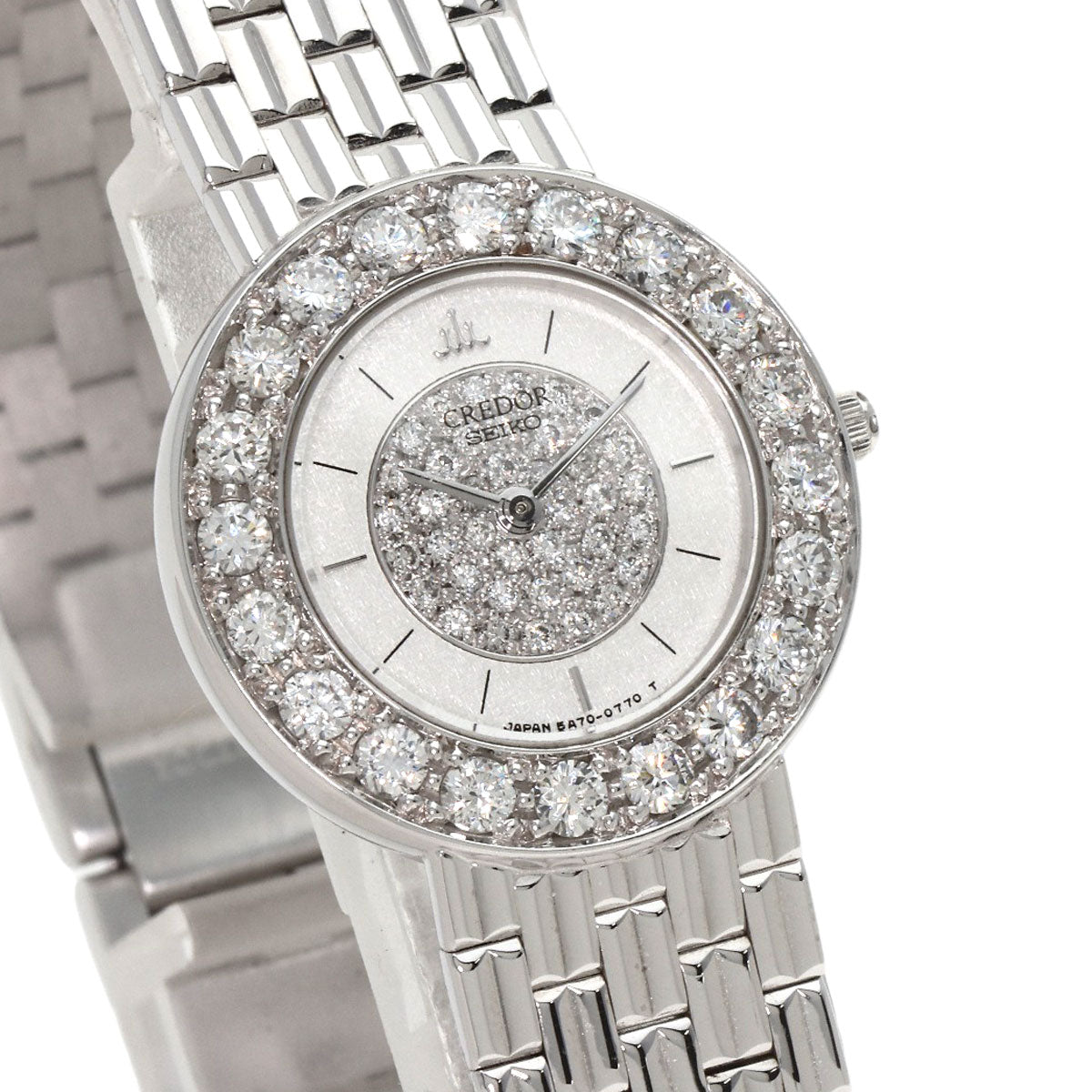SEIKO CREDOR Bezel Dial Diamond Watches GTWE005 5A70-0380 K18 White Gold/K18 White Gold Ladies