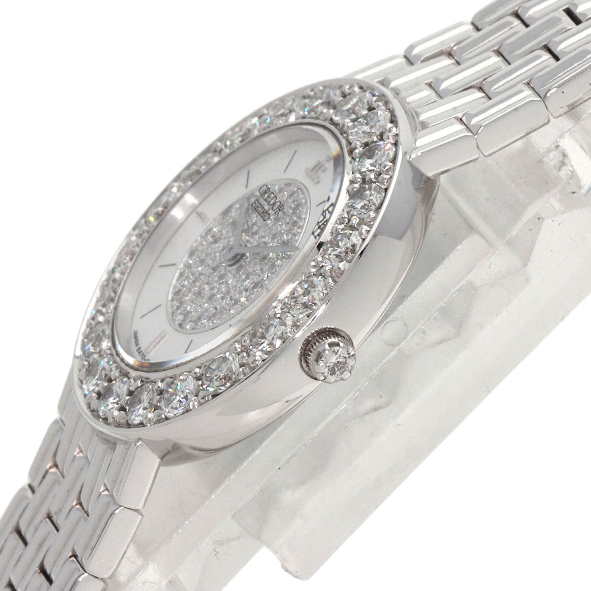 SEIKO CREDOR Bezel Dial Diamond Watches GTWE005 5A70-0380 K18 White Gold/K18 White Gold Ladies