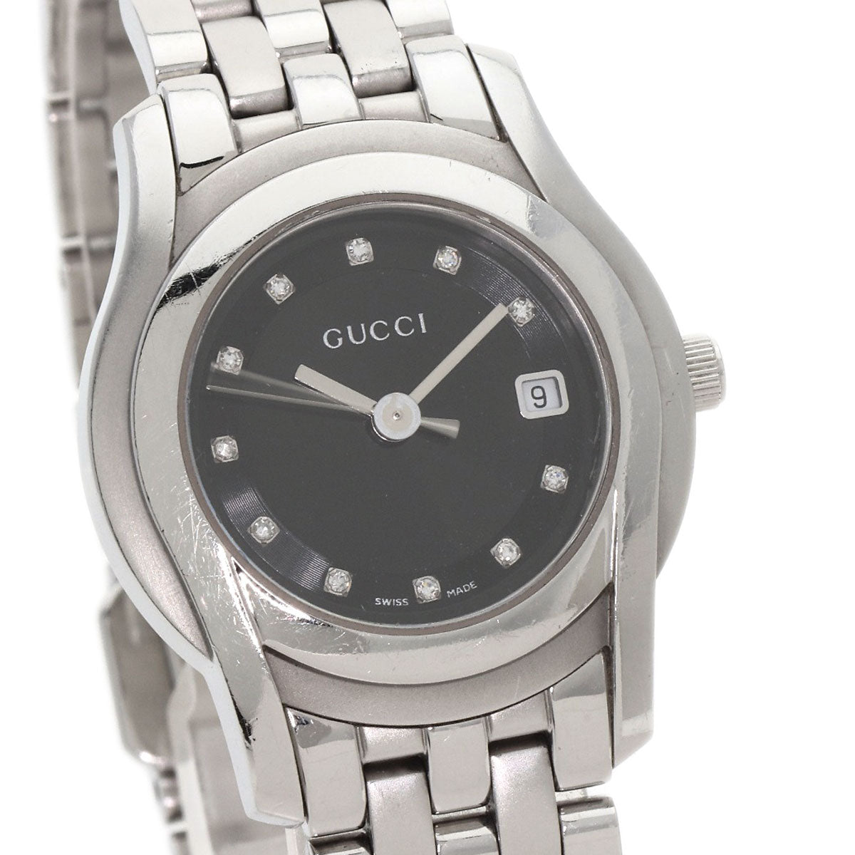 GUCCI 11P Diamond Watches 5500L Stainless Steel/Stainless Steel Ladies