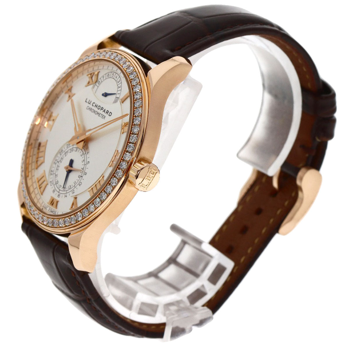 Chopard LUC Quattro Diamond Bezel Watches 171926-5001 K18 Pink Gold/Leather mens