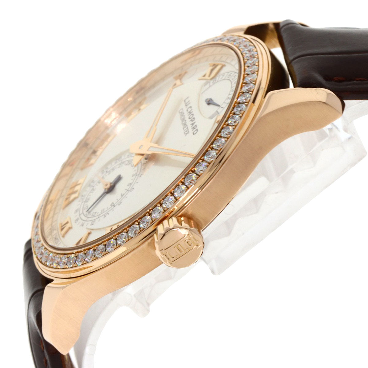 Chopard LUC Quattro Diamond Bezel Watches 171926-5001 K18 Pink Gold/Leather mens