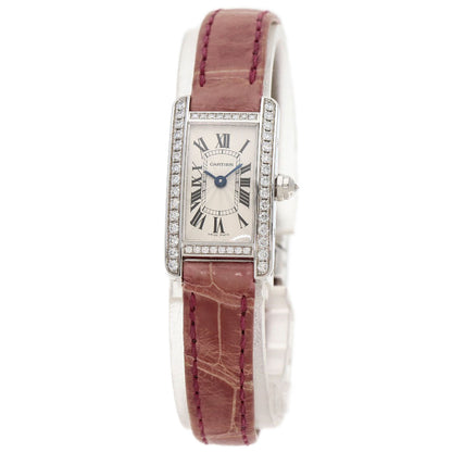 CARTIER Mini tank American Watches WB710015 K18 White Gold/Leather Ladies