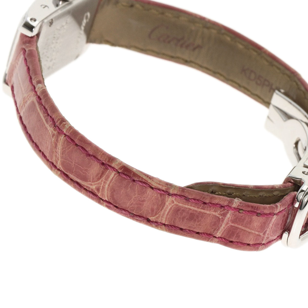 CARTIER Mini tank American Watches WB710015 K18 White Gold/Leather Ladies