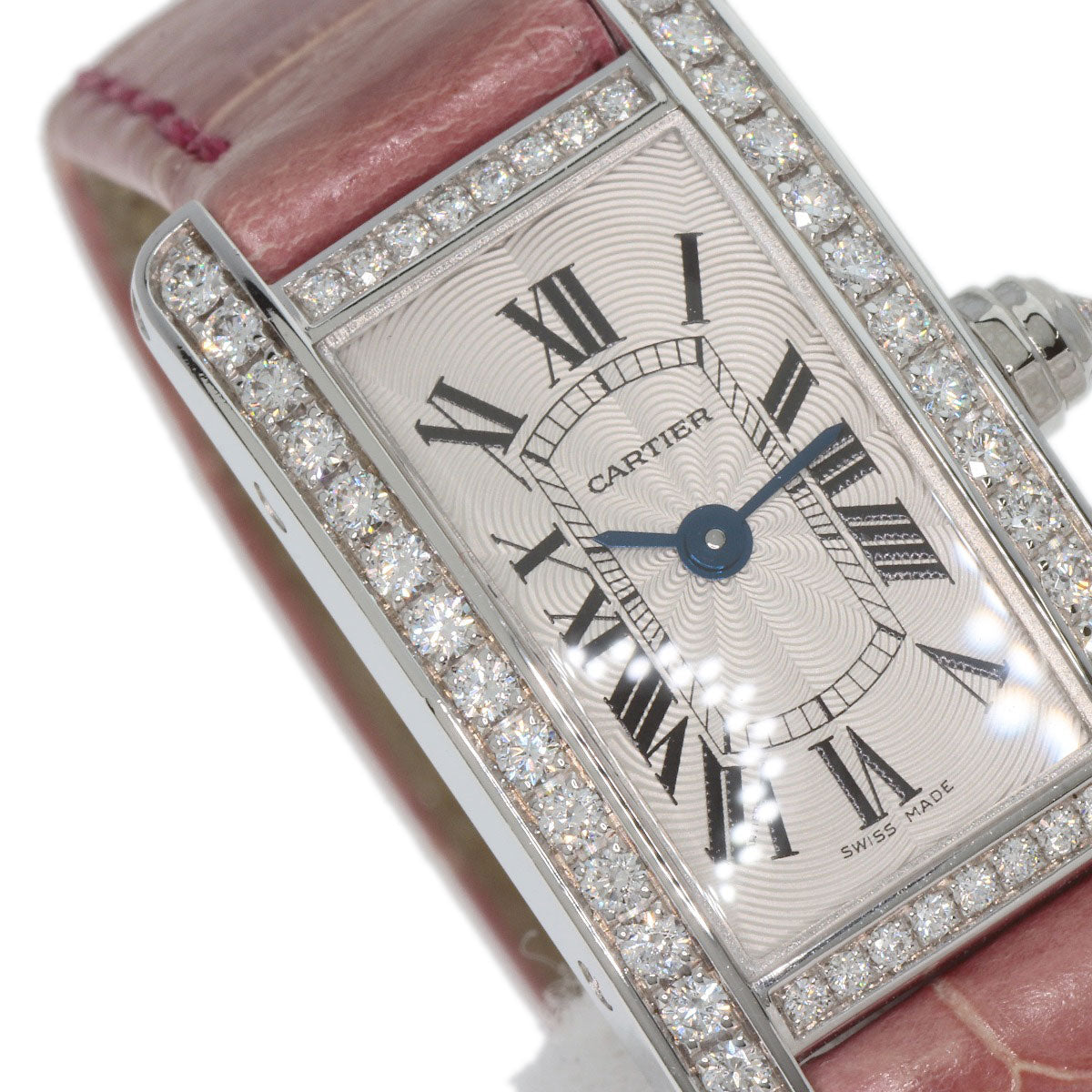 CARTIER Mini tank American Watches WB710015 K18 White Gold/Leather Ladies