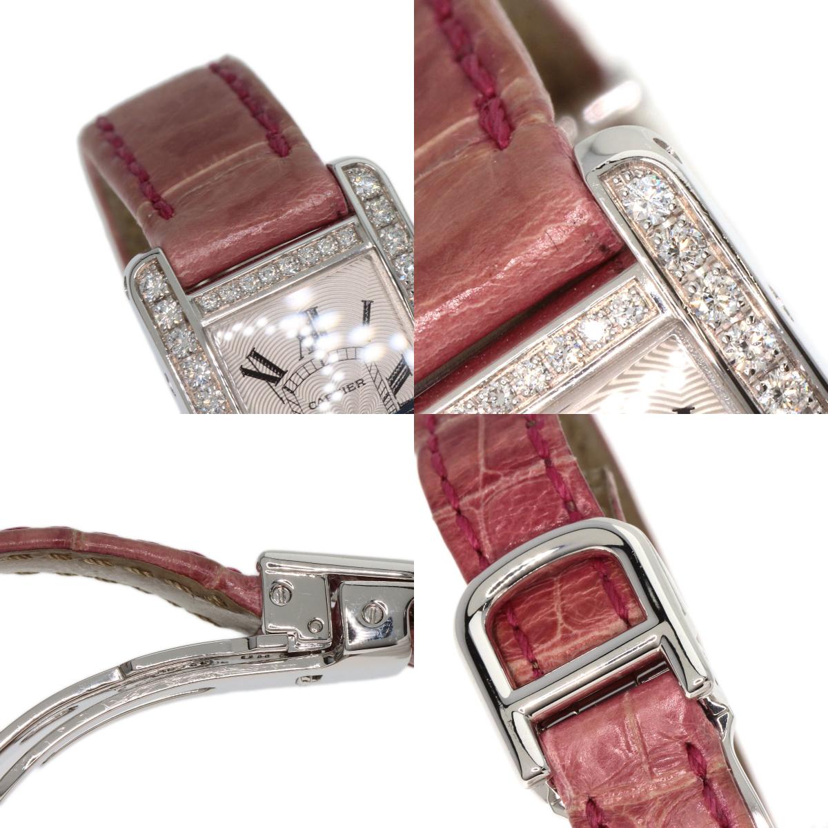 CARTIER Mini tank American Watches WB710015 K18 White Gold/Leather Ladies